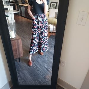 Wide leg flare floral pant